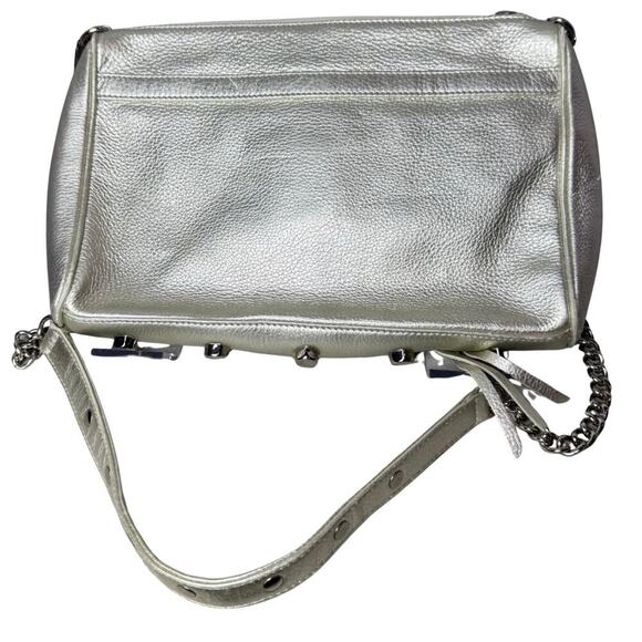 Rebecca Minkoff Silver Pebble Leather Crossbody Bag with Silver Chain Strap - Picture 2 of 9